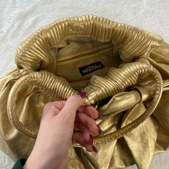 Urban Heritage gold ruched hobo dumpling shoulder purse - Picture 3 of 7